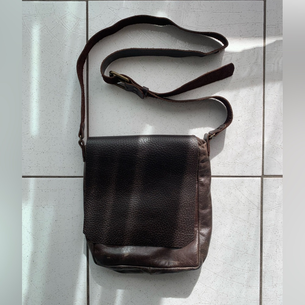 Dark Brown Leather Crossbody Bag